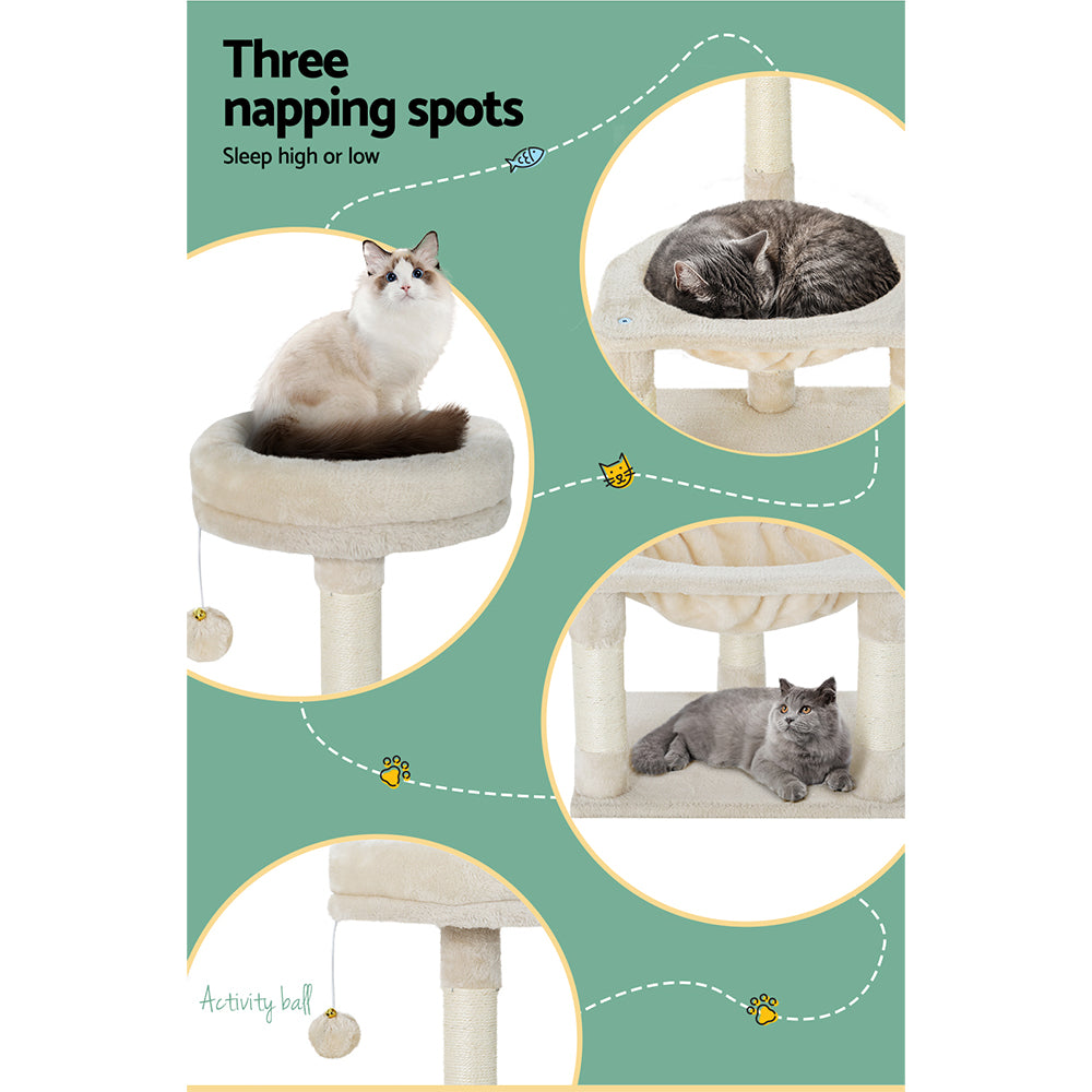 Marlook Cat Tree 69cm Scratching Post Tower Scratcher Wood Condo Toys House Bed