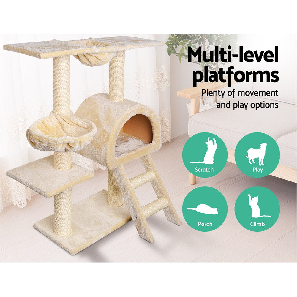 Marlook Cat Tree 100cm Tower Scratching Post Scratcher Condo House Trees Bed Beige