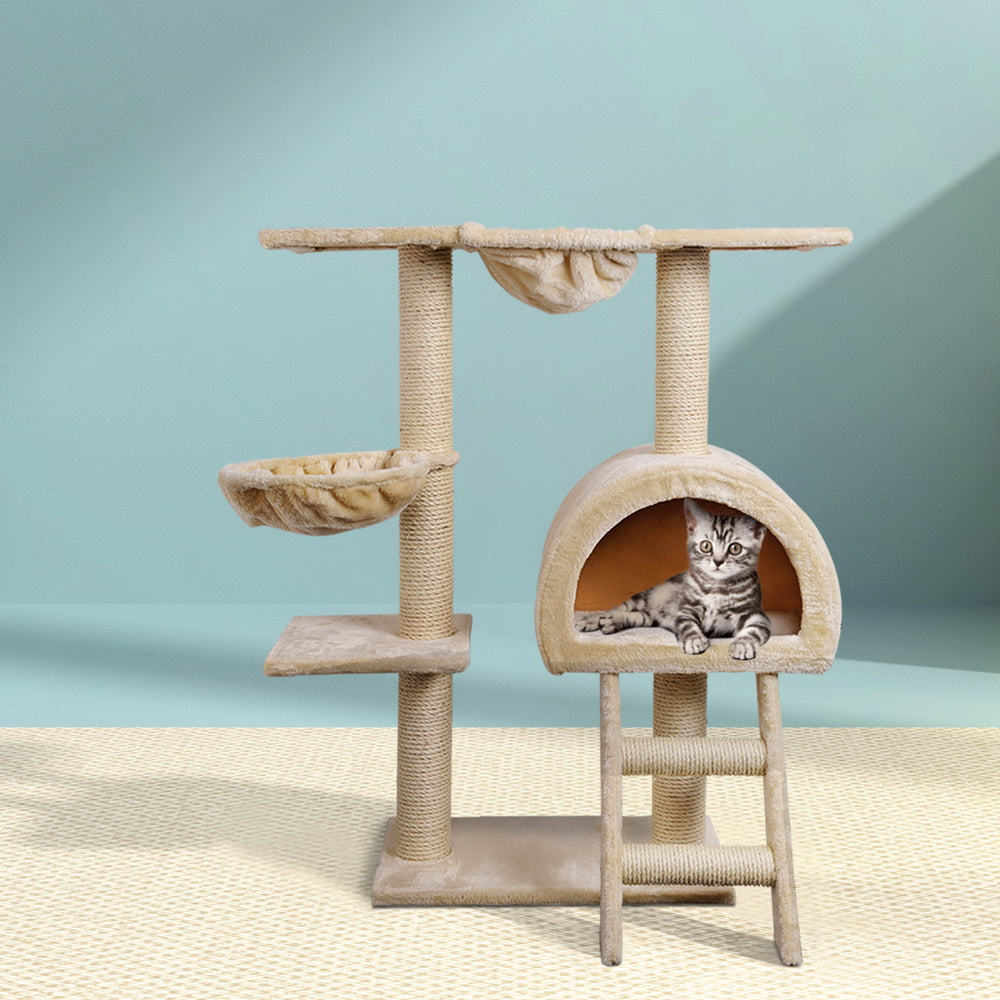 Marlook Cat Tree 100cm Tower Scratching Post Scratcher Condo House Trees Bed Beige