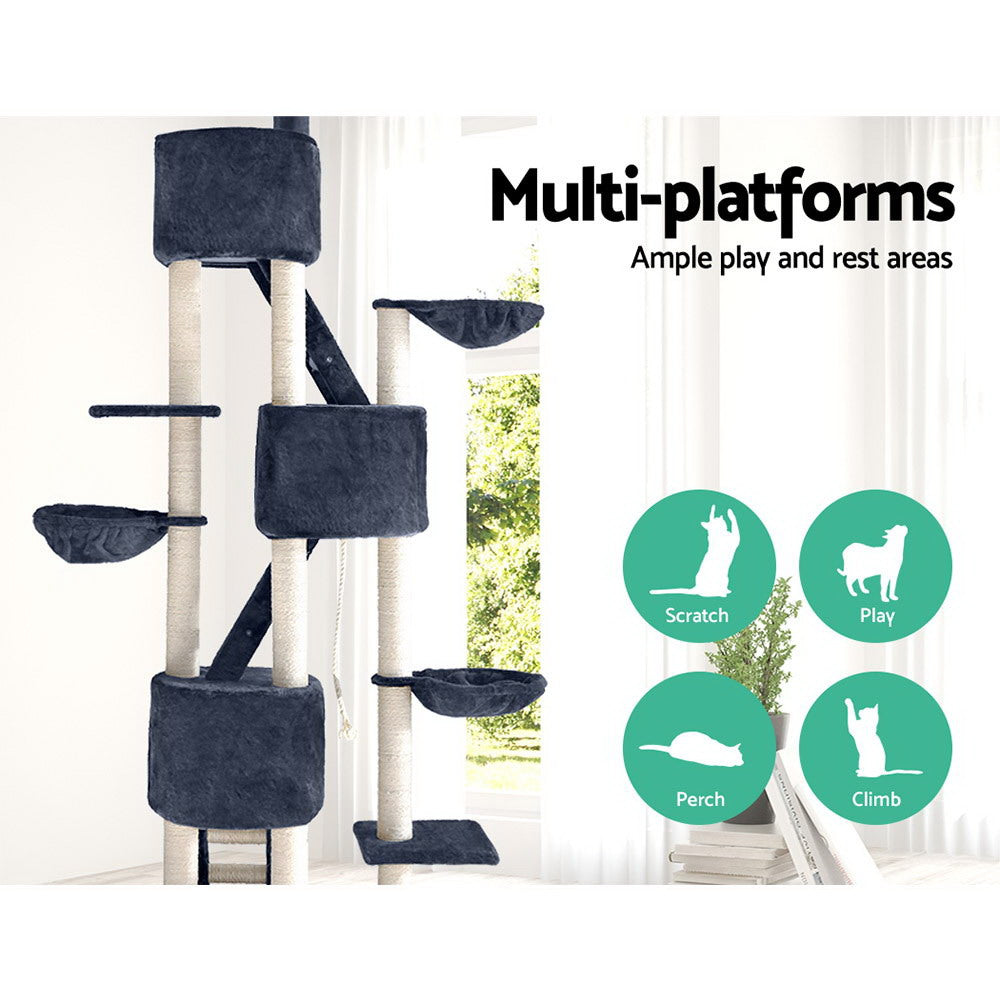 Marlook Cat Tree 244cm Tower Scratching Post Scratcher Trees Condo House Grey