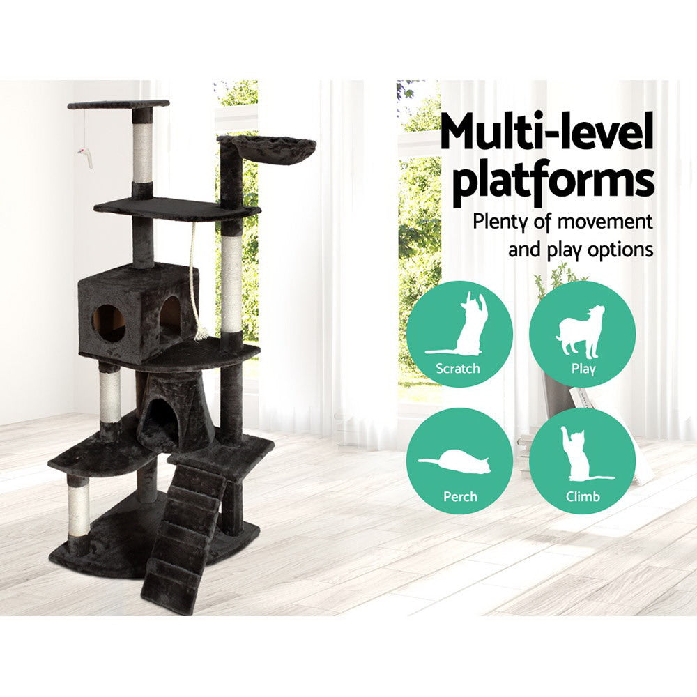 Marlook Cat Tree 193cm Tower Scratching Post Scratcher Condo House Trees Grey