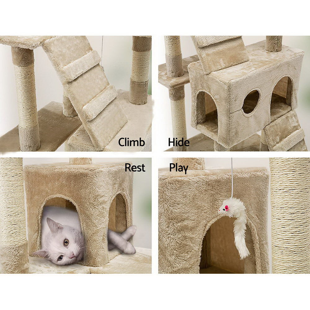 Marlook Cat Tree 180cm Tower Scratching Post Scratcher Wood Condo House Toys Beige