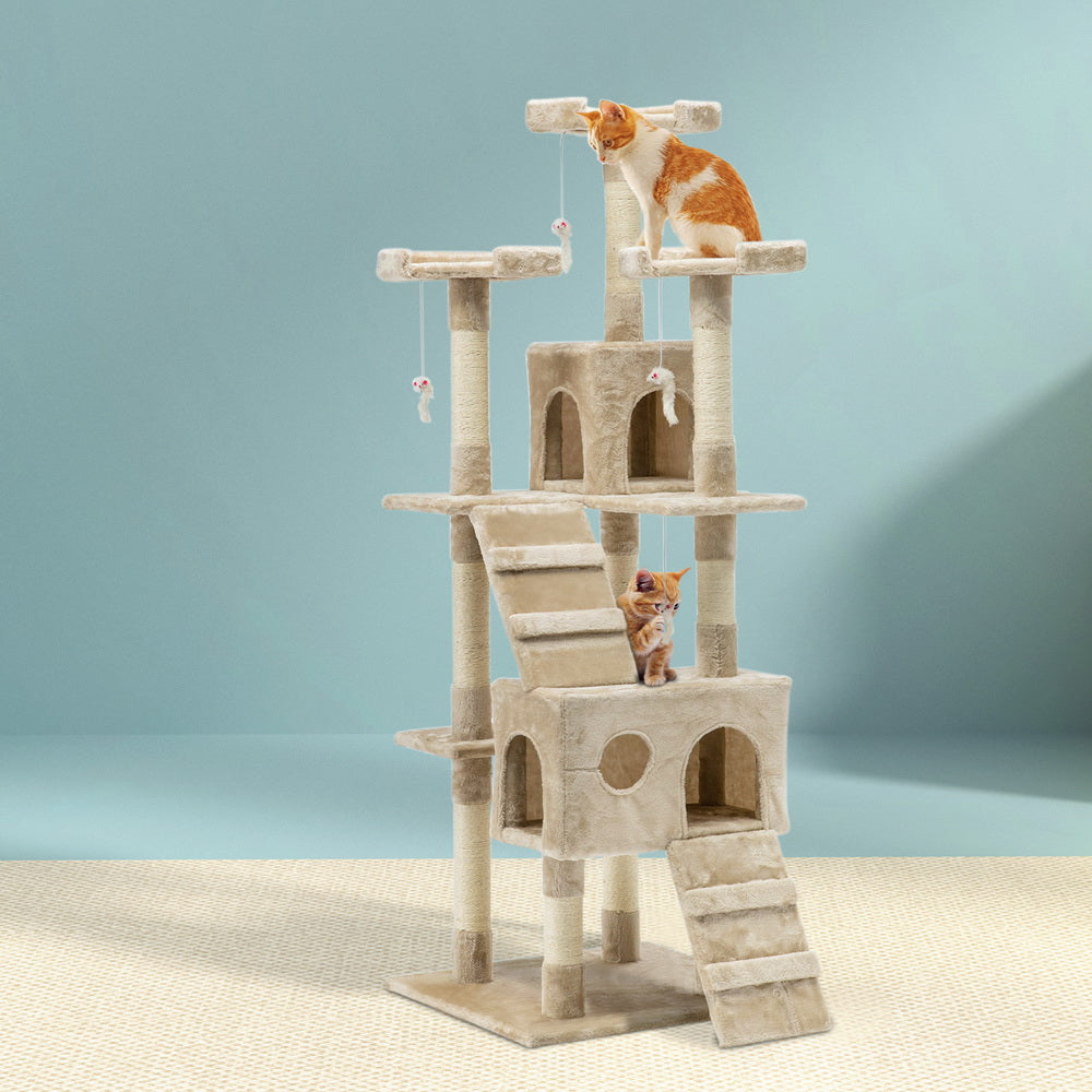 Marlook Cat Tree 180cm Tower Scratching Post Scratcher Wood Condo House Toys Beige