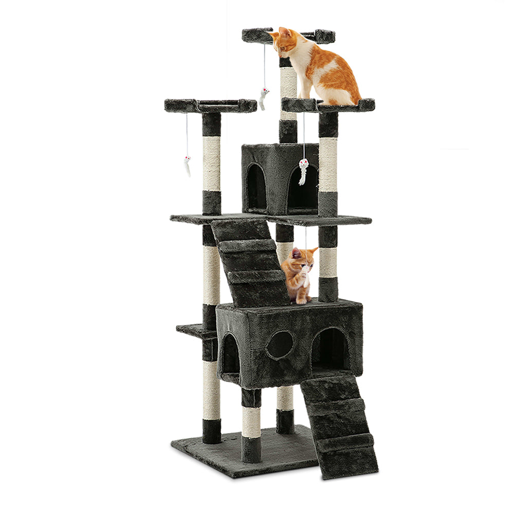 Marlook Cat Tree 180cm Tower Scratching Post Scratcher Wood Condo House Toys Grey