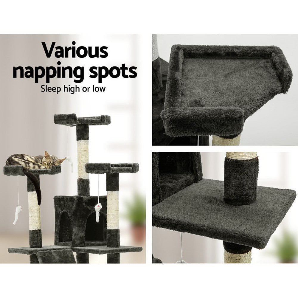 Marlook Cat Tree 180cm Tower Scratching Post Scratcher Wood Condo House Toys Grey