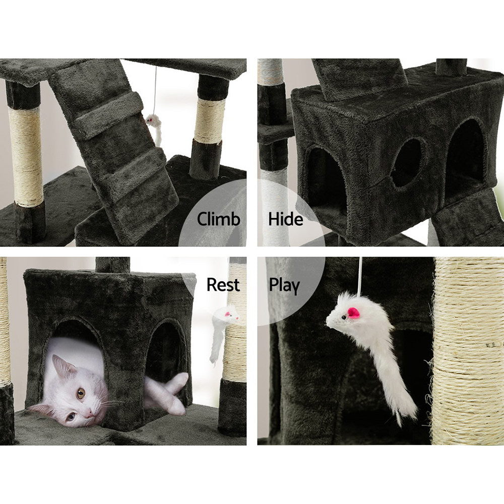 Marlook Cat Tree 180cm Tower Scratching Post Scratcher Wood Condo House Toys Grey