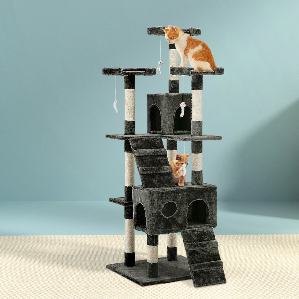 Marlook Cat Tree 180cm Tower Scratching Post Scratcher Wood Condo House Toys Grey