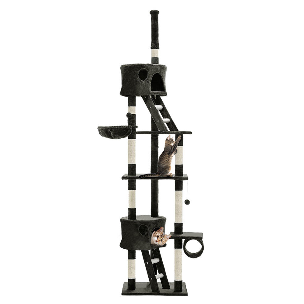 Marlook Cat Tree 260cm Tower Scratching Post Scratcher Condo House Trees Grey