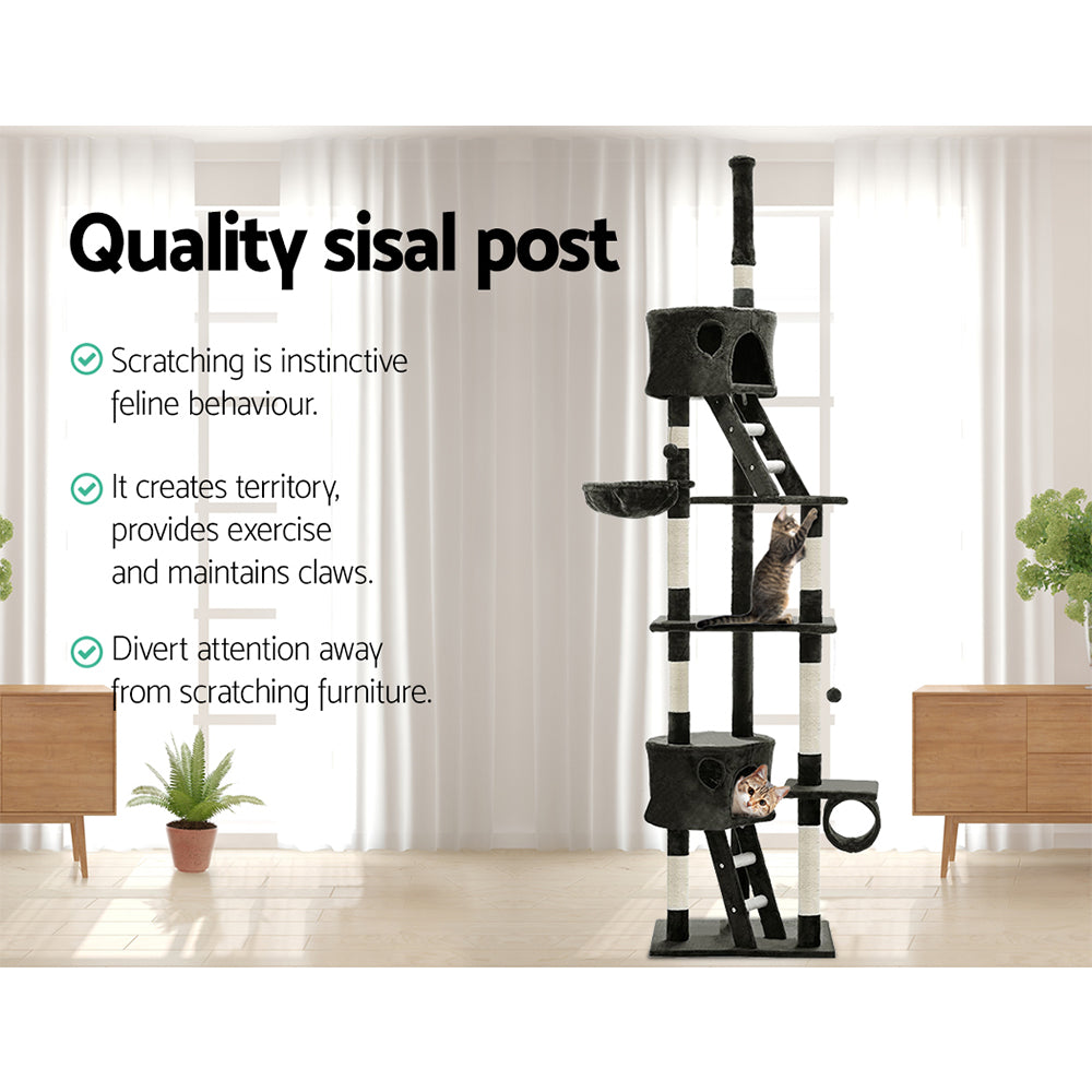 Marlook Cat Tree 260cm Tower Scratching Post Scratcher Condo House Trees Grey