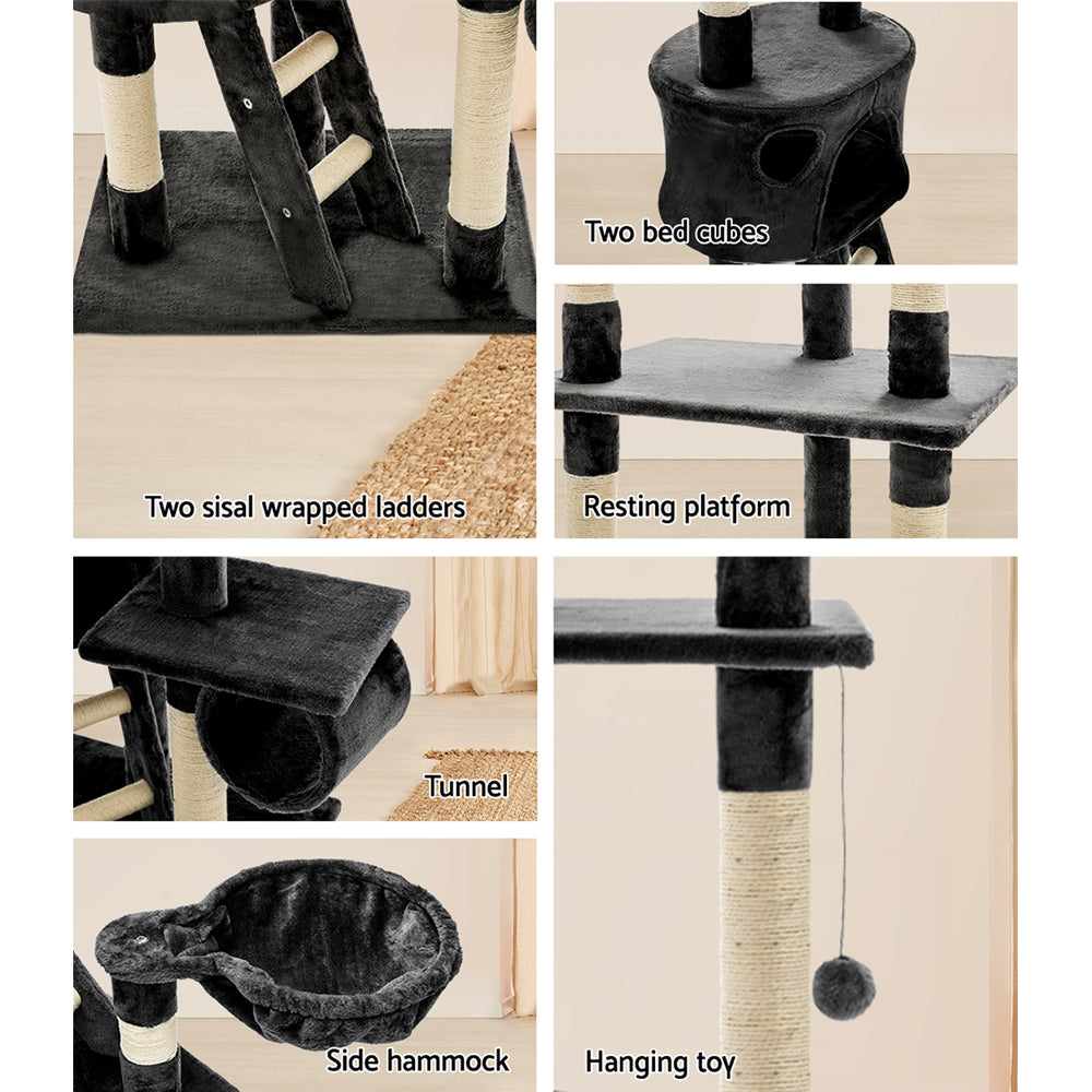 Marlook Cat Tree 260cm Tower Scratching Post Scratcher Condo House Trees Grey