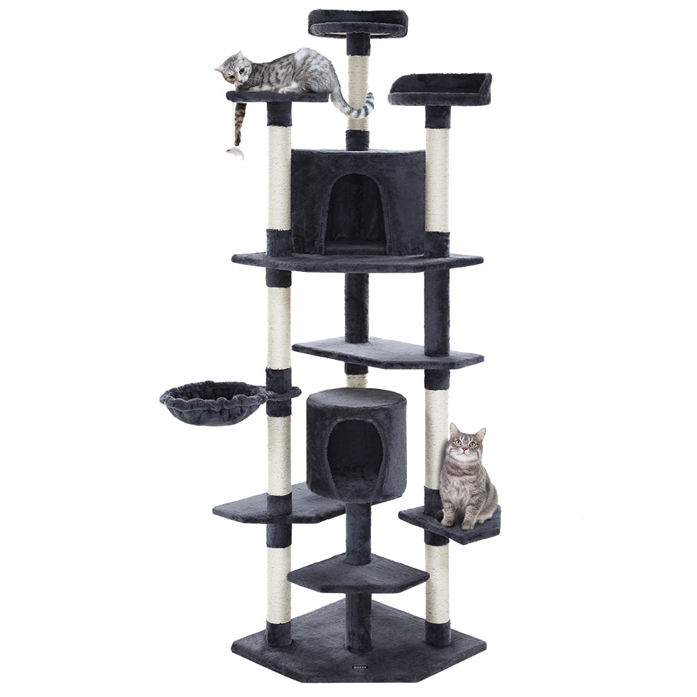 Marlook Cat Tree 203cm Tower Scratching Post Scratcher Condo Trees House Bed Grey