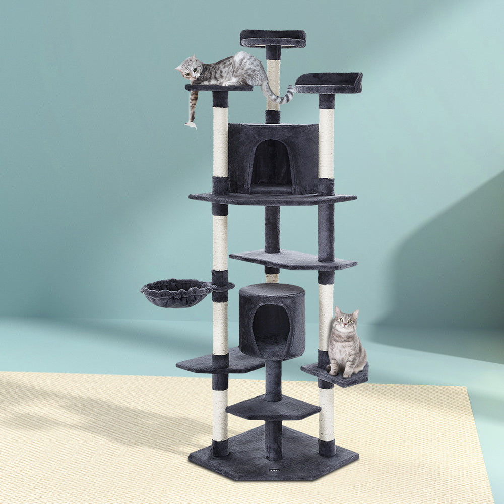 Marlook Cat Tree 203cm Tower Scratching Post Scratcher Condo Trees House Bed Grey