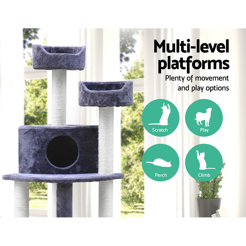Marlook Cat Tree 126cm Tower Scratching Post Scratcher Condo Trees House Grey