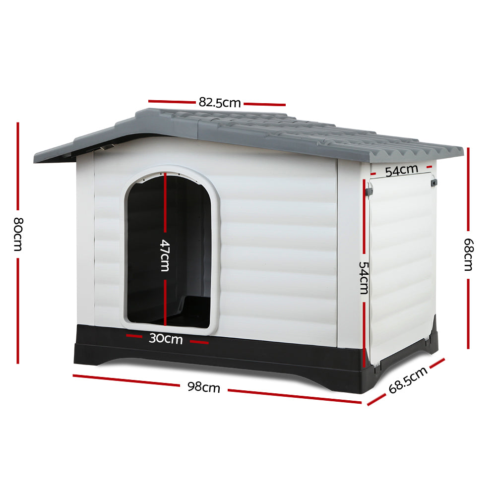 Marlook Dog Kennel House Extra Large Outdoor Plastic Puppy Pet Cabin Shelter XL Grey