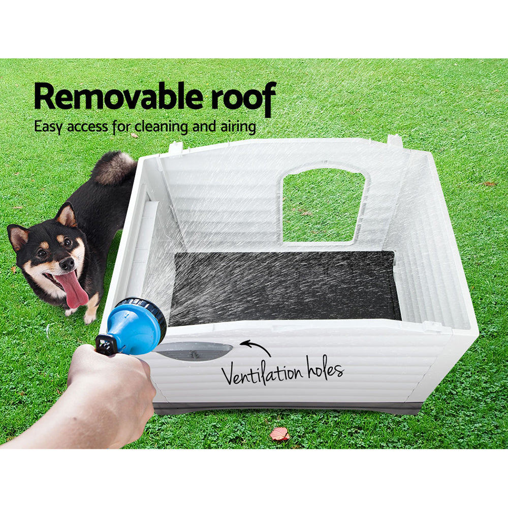 Marlook Dog Kennel House Extra Large Outdoor Plastic Puppy Pet Cabin Shelter XL Grey