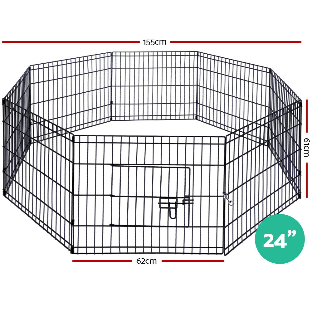 Marlook 24" 8 Panel Dog Playpen Pet Fence Exercise Cage Enclosure Play Pen