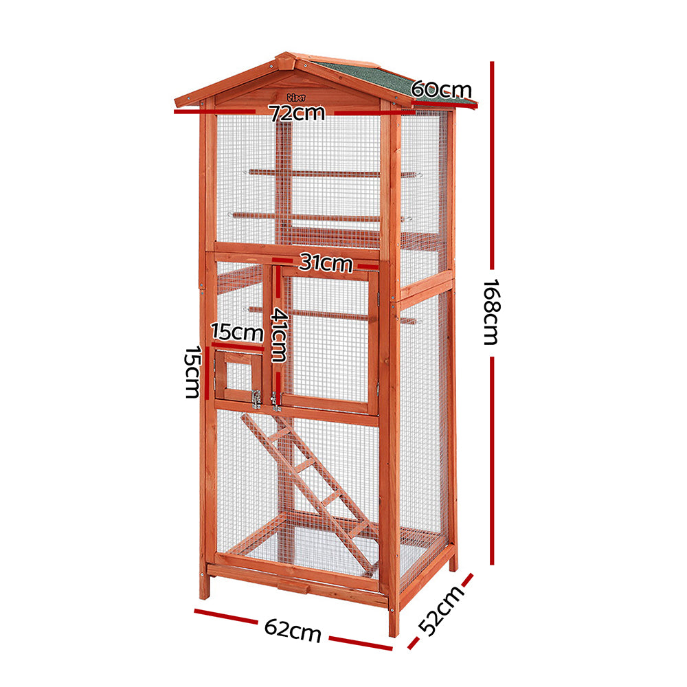 Marlook Bird Cage 72cm x 60cm x 168cm Pet Cages Large Aviary Parrot Carrier Travel Canary Wooden XL