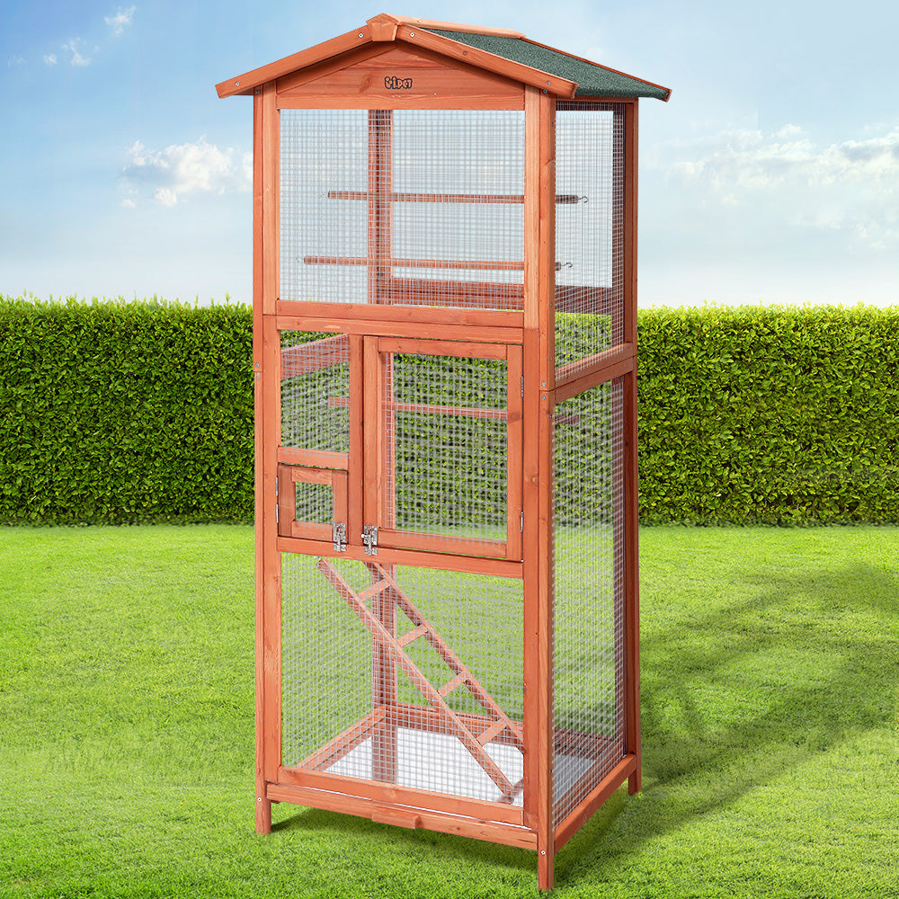 Marlook Bird Cage 72cm x 60cm x 168cm Pet Cages Large Aviary Parrot Carrier Travel Canary Wooden XL