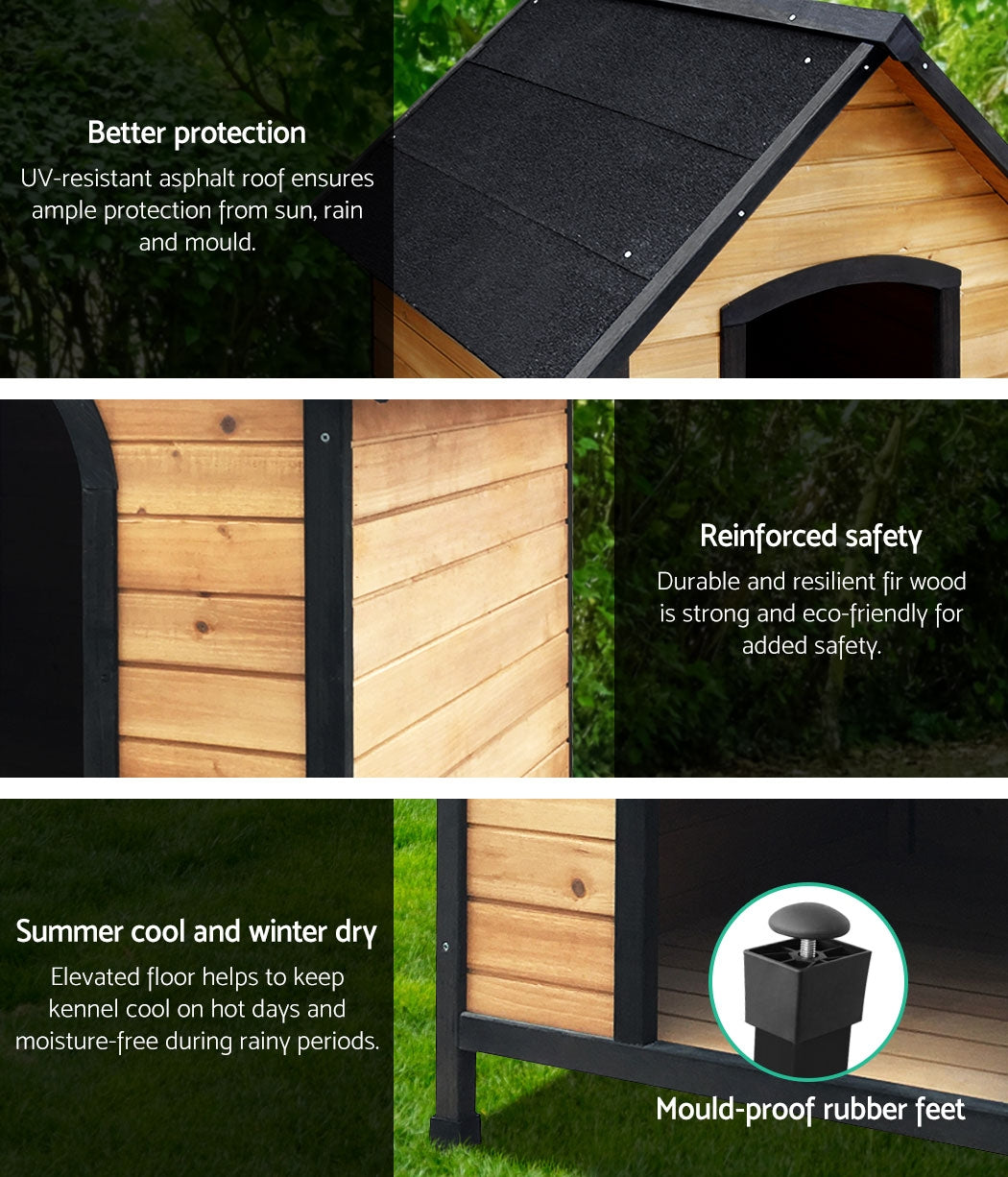Marlook Dog Kennel Extra Large Wooden Outdoor House Pet Puppy House XL Crate Cabin Waterproof