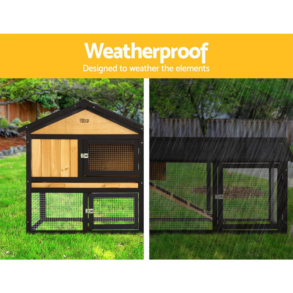 Marlook Chicken Coop Rabbit Hutch 165cm x 43cm x 86cm Extra Large Run House Cage Wooden Outdoor