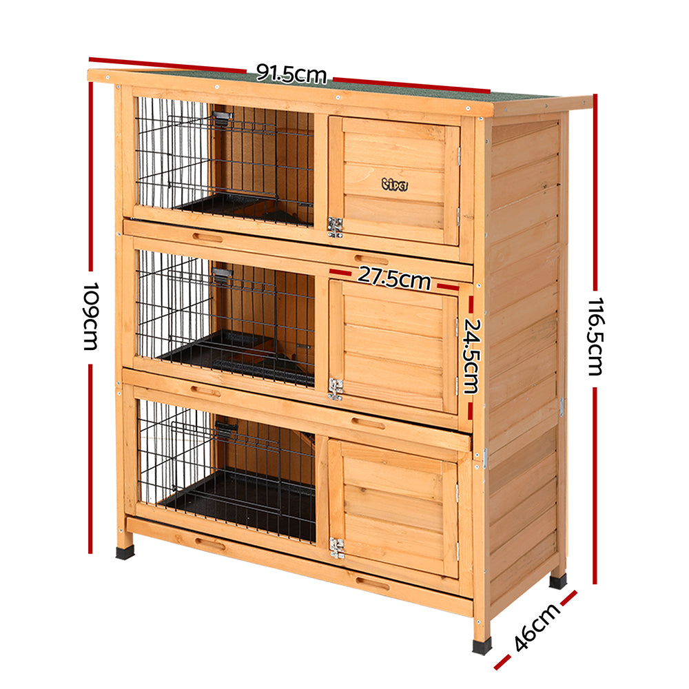 Marlook Rabbit Hutch 91.5cm x 46cm x 116.5cm Chicken Coop Large House Cage Run Wooden Bunny Outdoor