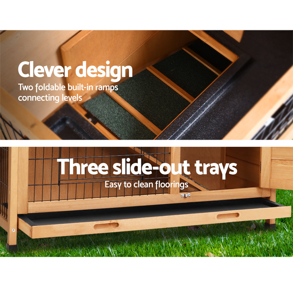 Marlook Rabbit Hutch 91.5cm x 46cm x 116.5cm Chicken Coop Large House Cage Run Wooden Bunny Outdoor