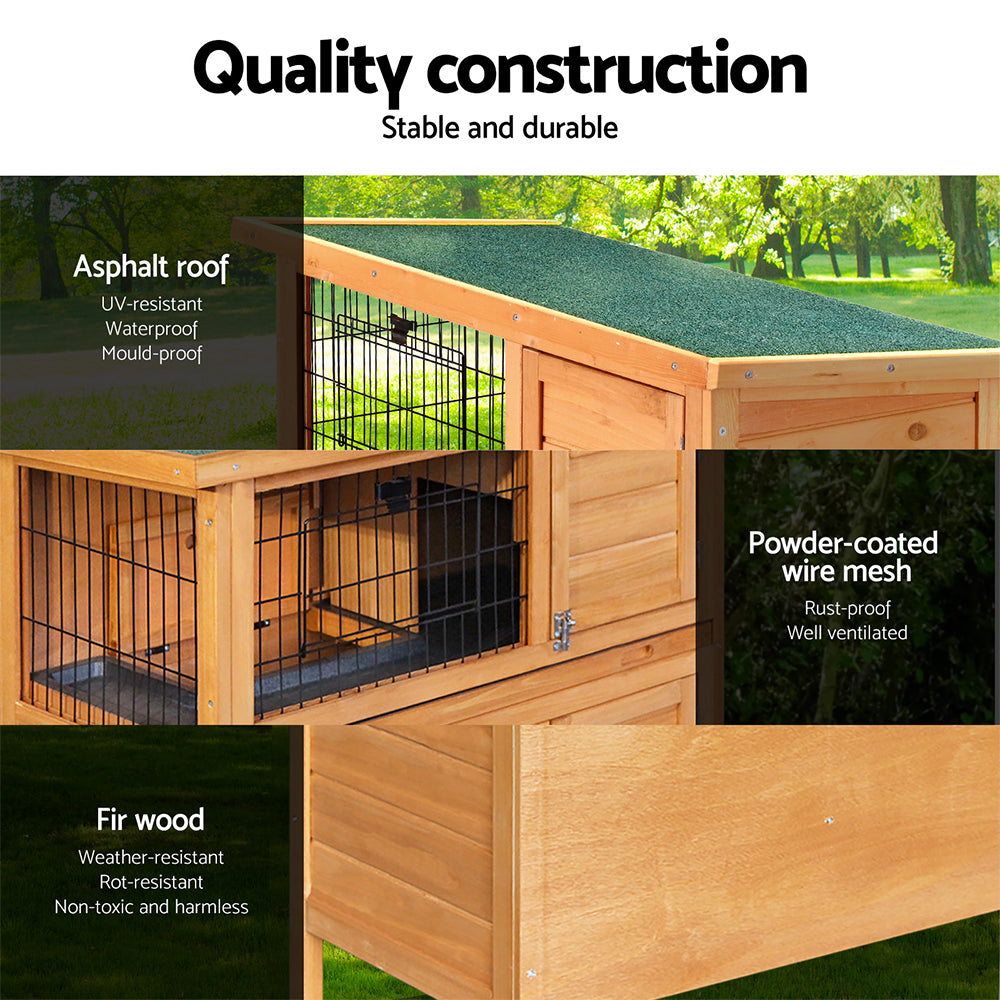 Marlook Rabbit Hutch 91.5cm x 46cm x 116.5cm Chicken Coop Large House Cage Run Wooden Bunny Outdoor