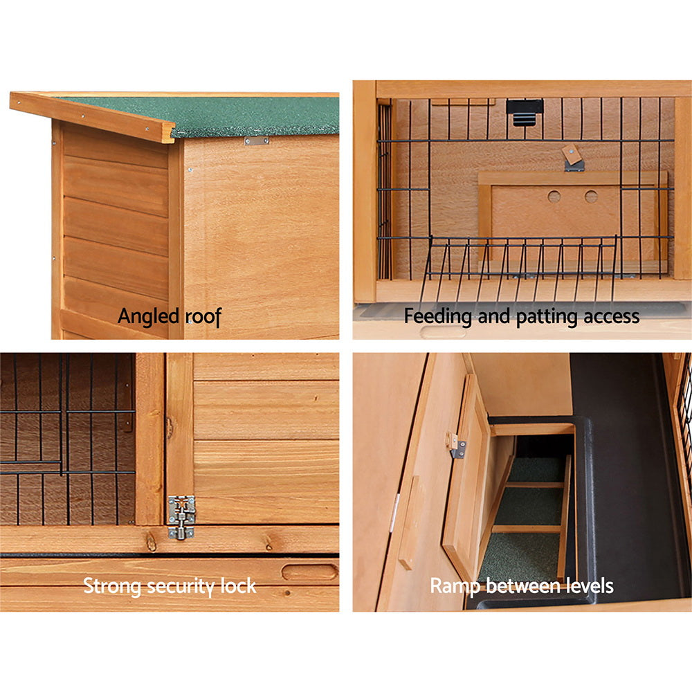Marlook Rabbit Hutch 91.5cm x 45cm x 82cm Chicken Coop Large Wooden House Run Cage Pet Bunny