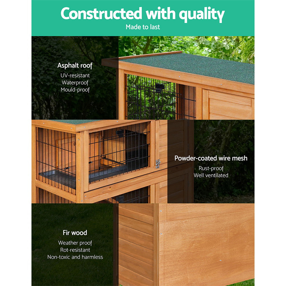 Marlook Rabbit Hutch 91.5cm x 45cm x 82cm Chicken Coop Large Wooden House Run Cage Pet Bunny