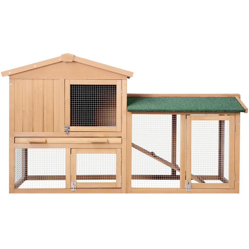 Marlook Chicken Coop Rabbit Hutch 138cm x 44cm x 85cm Large House Run Cage Wooden Outdoor