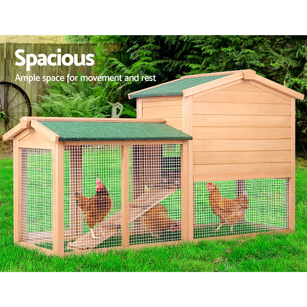 Marlook Chicken Coop Rabbit Hutch 138cm x 44cm x 85cm Large House Run Cage Wooden Outdoor