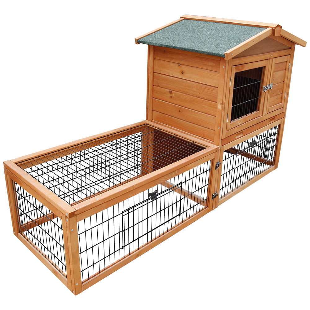 Marlook Chicken Coop 155cm x 49cm x 90cm Rabbit Hutch Large Run Wooden Cage House Outdoor