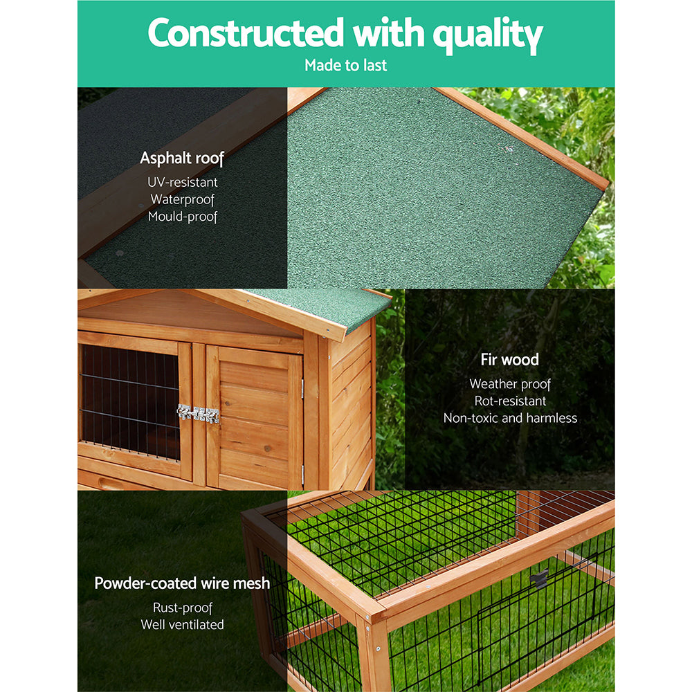 Marlook Chicken Coop 155cm x 49cm x 90cm Rabbit Hutch Large Run Wooden Cage House Outdoor