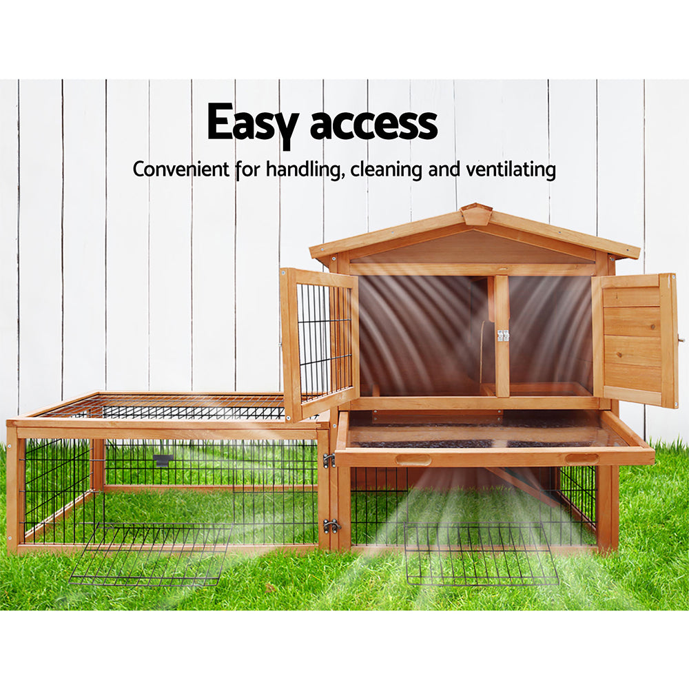 Marlook Chicken Coop 155cm x 49cm x 90cm Rabbit Hutch Large Run Wooden Cage House Outdoor