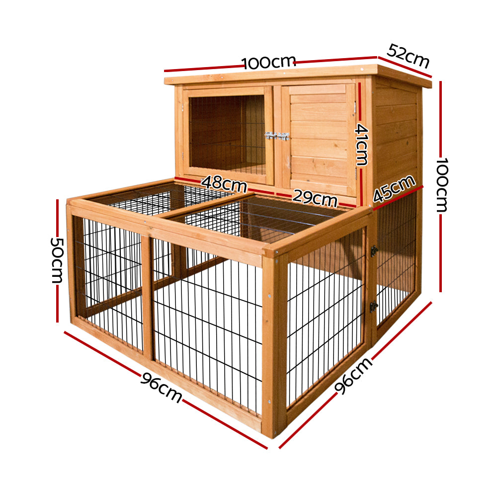 Marlook Chicken Coop 96cm x 96cm x 100cm Rabbit Hutch Large Run Wooden Cage Outdoor House