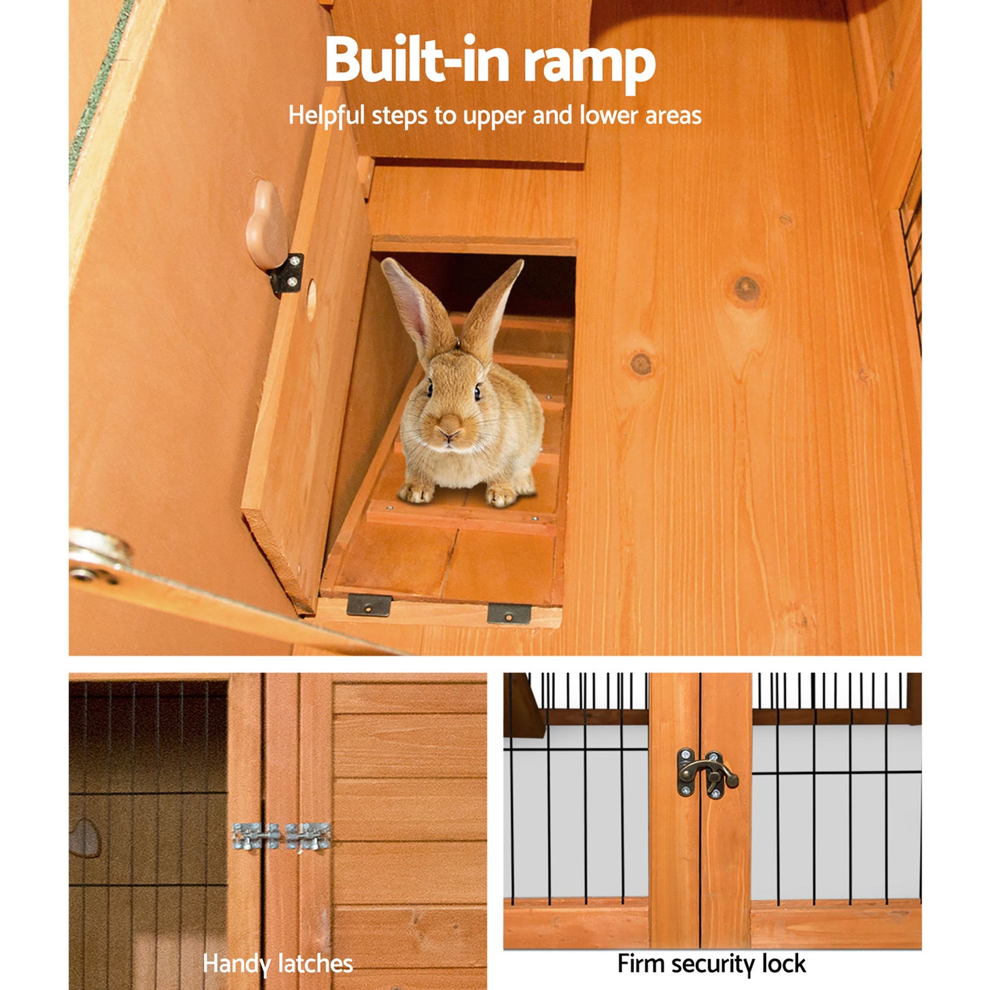 Marlook Chicken Coop 96cm x 96cm x 100cm Rabbit Hutch Large Run Wooden Cage Outdoor House