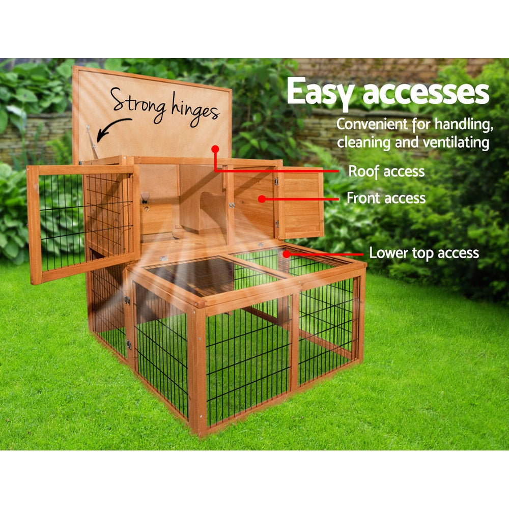 Marlook Chicken Coop 96cm x 96cm x 100cm Rabbit Hutch Large Run Wooden Cage Outdoor House