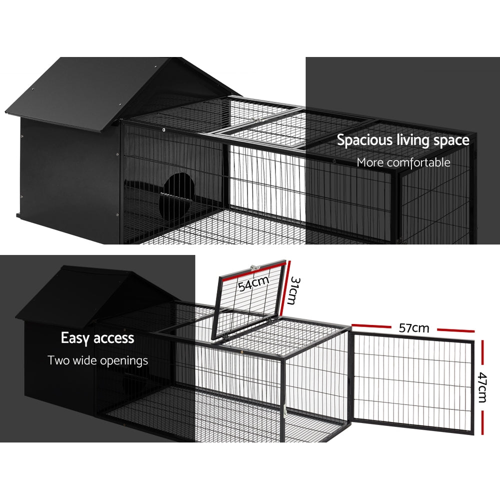 Marlook Rabbit Cage Hutch 162x60cm Enclosure Metal