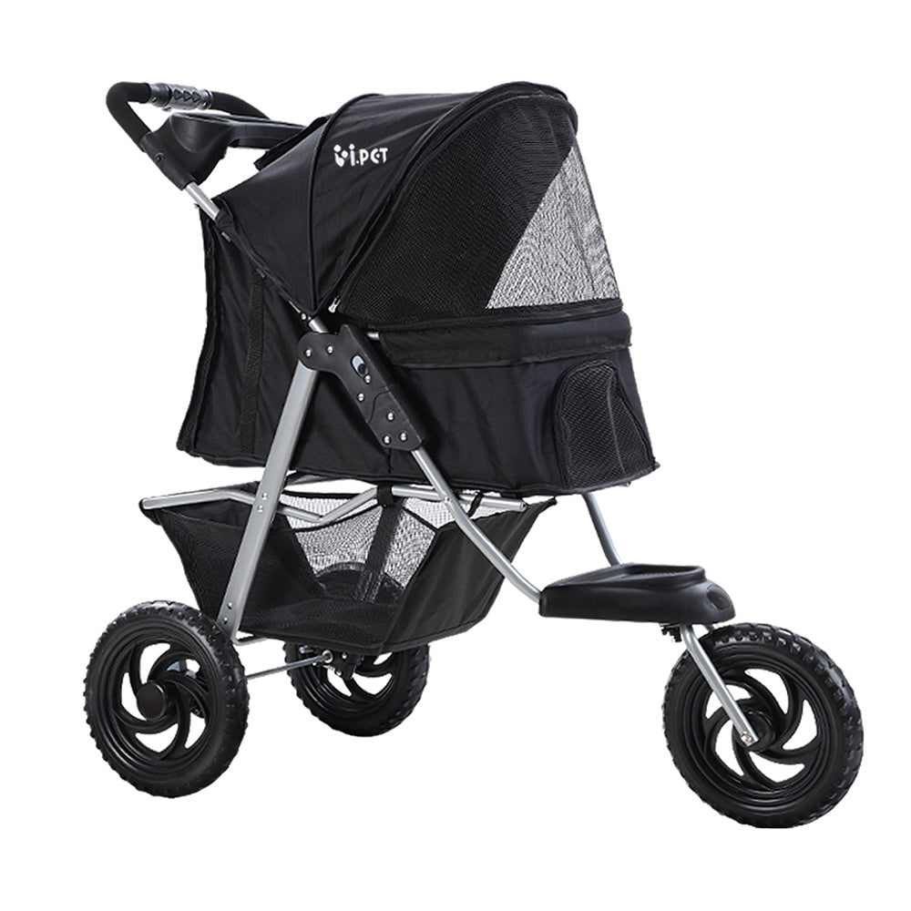 Marlook Pet Stroller Dog Pram Large Cat Carrier Travel 3 Wheels Foldable Pushchair