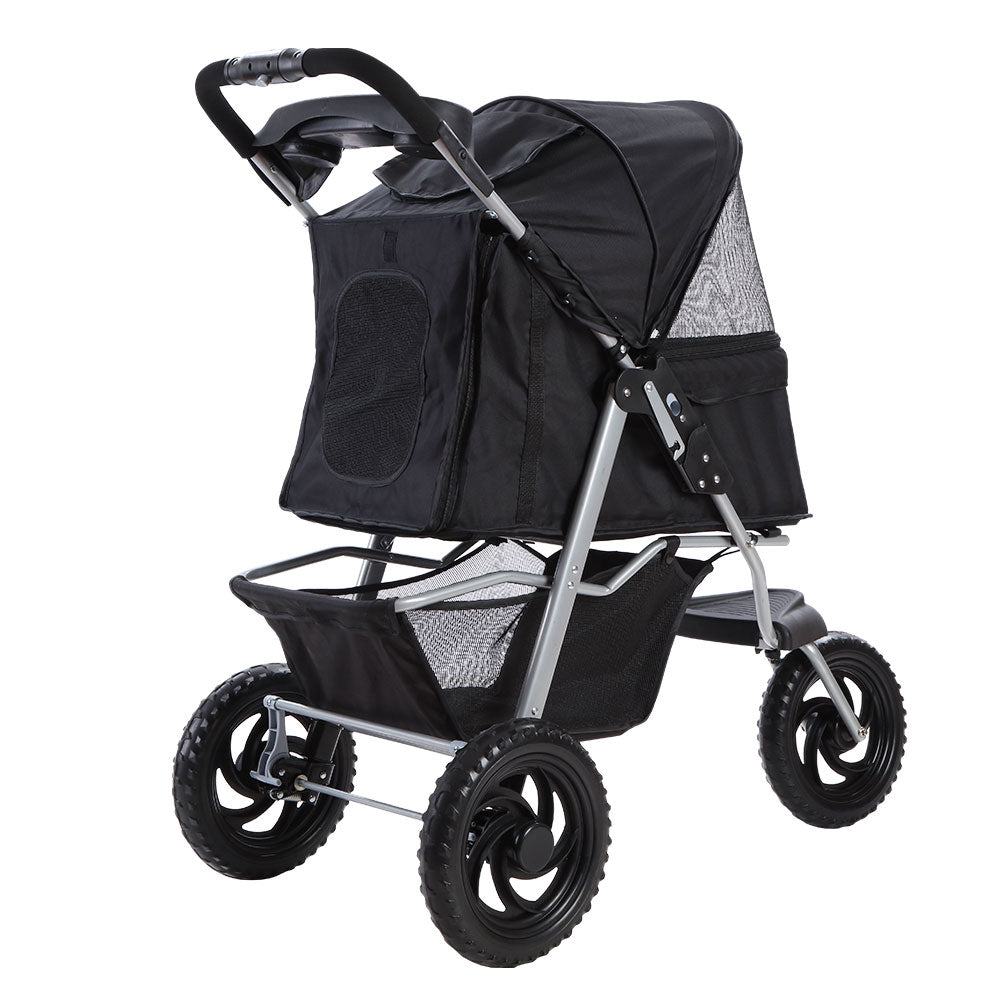 Marlook Pet Stroller Dog Pram Large Cat Carrier Travel 3 Wheels Foldable Pushchair