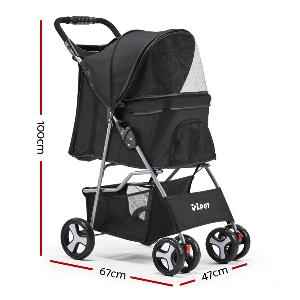 Marlook 4 Wheel Pet Stroller - Black