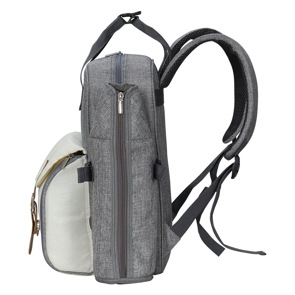 Marlook 4 Person Picnic Basket Set Backpack Bag Insulated Grey