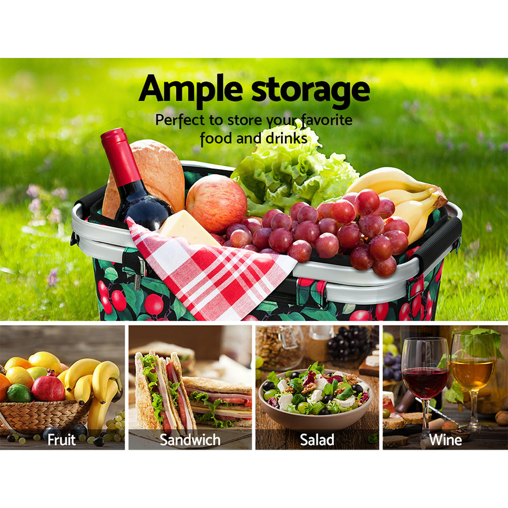 Marlook Picnic Basket Folding Bag Hamper Food Storage Insulated