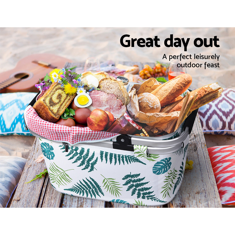 Marlook Picnic Basket Folding Bag Hamper Insulated Food Storage