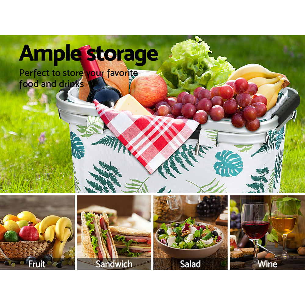 Marlook Picnic Basket Folding Bag Hamper Insulated Food Storage
