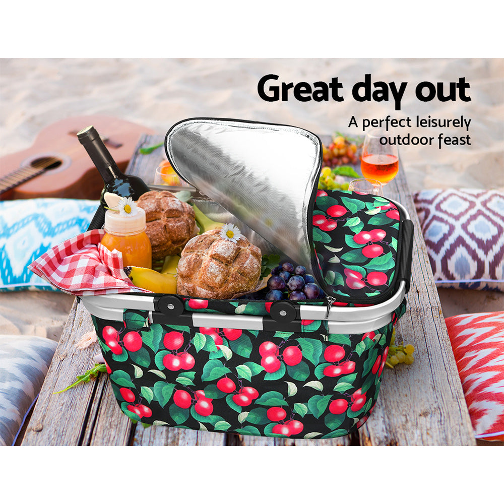 Marlook Picnic Basket Folding Bag Hamper Insulated Storage Food Cover