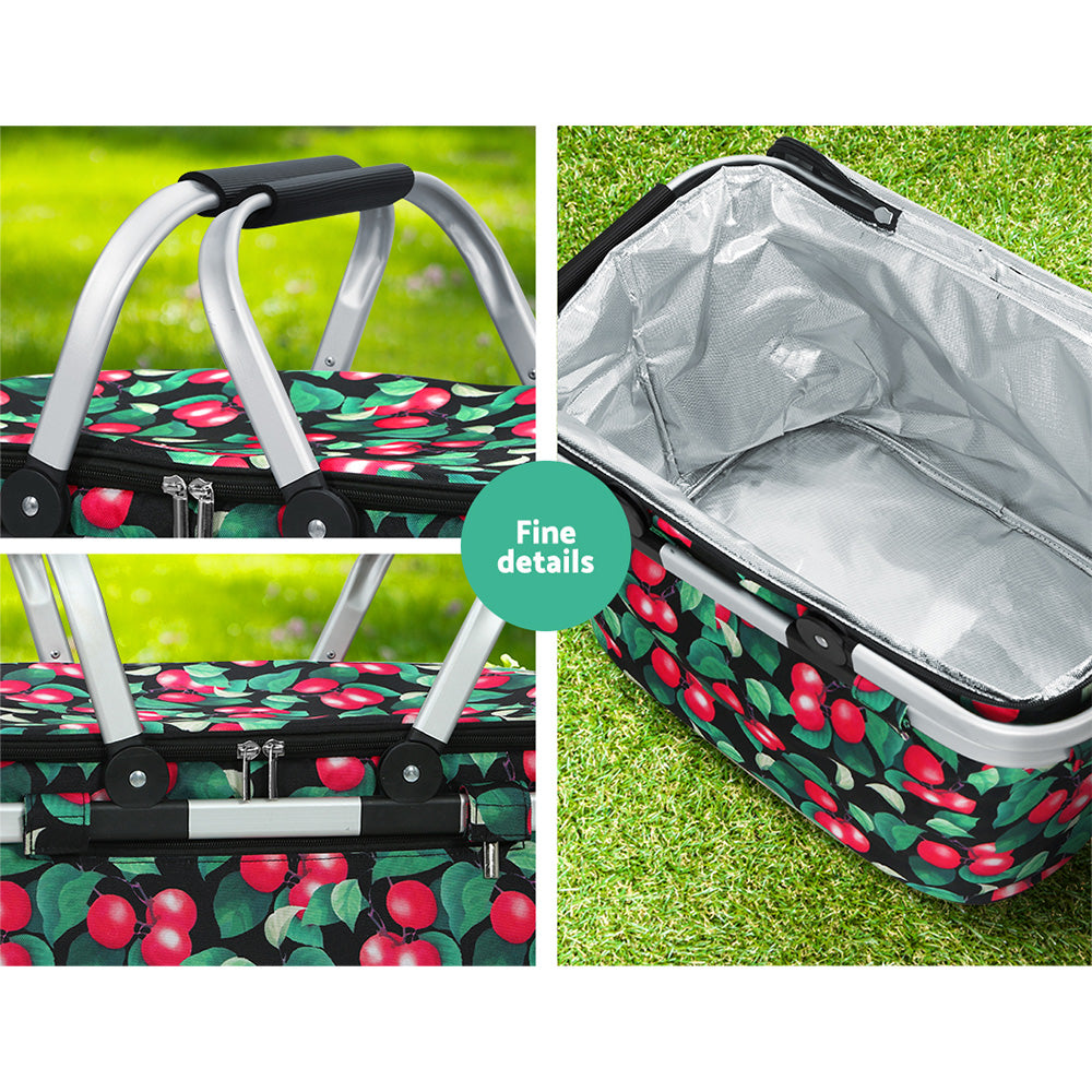 Marlook Picnic Basket Folding Bag Hamper Insulated Storage Food Cover