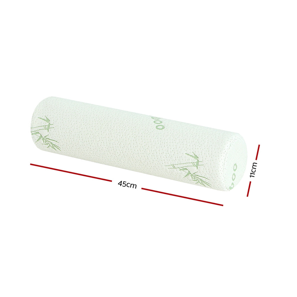 Marlook Bedding Memory Foam Neck Roll Pillow Bamboo Cover