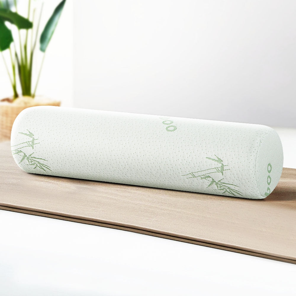 Marlook Bedding Memory Foam Neck Roll Pillow Bamboo Cover