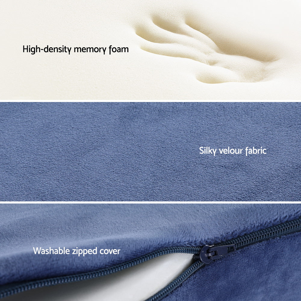 Marlook Bedding Seat Cushion Memory Foam Pillow Back Pain Relief Chair Pad Blue